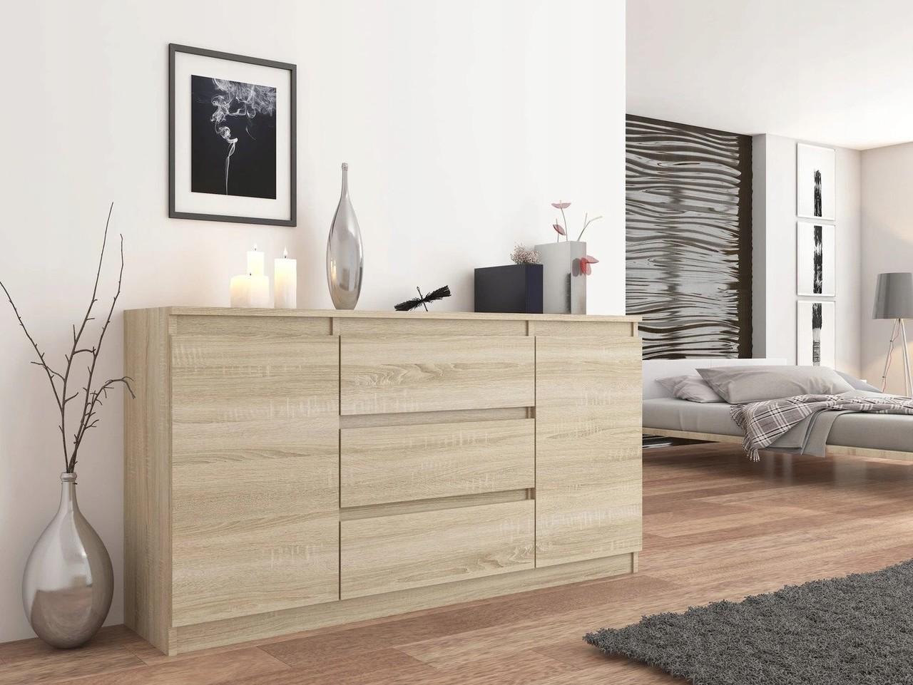 Komoda MODERN 140x40 cm sonoma z szufladami i szafką do biura sypialni lub salonu nr. 2