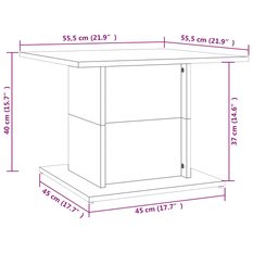 Stolik kawowy 55,5x55,5x40  cm z płyty wiórowej przydymiony dąb do salonu - Miniaturka zdjęcia nr 7