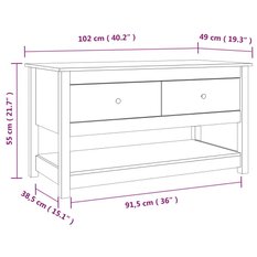 Stoli kawowy 102x49x55 cm z szufladami z drewna sosnowego miodowy brąz do salonu - Miniaturka zdjęcia nr 10