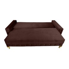 Kanapa PERIA glamour 230x95x85 cm z funkcją spania i przechowywania kryształki welur brązowa do salonu - Miniaturka zdjęcia nr 5