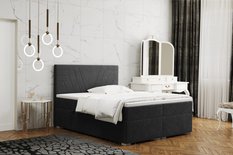 Łóżko CASTEL 200x200 cm z funkcją przechowywania i materacem do sypialni beżowe