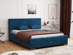 Łóżko Loris 160x200 cm welurowe z metalowym stelażem pod materac obicie turkusowe + poduszki do sypialni