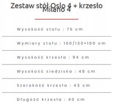 Zestaw do jadalni stół okrągły OSLO 100/130x100 cm rozkładany + 4 krzesła MILANO biały nogi naturalny buk - Miniaturka zdjęcia nr 4