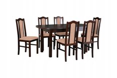 Zestaw mebli do jadalni stół WENUS 160/200X80  + krzesła BOS 2 z litego drewna bukowego brązowe