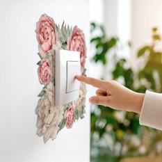 Naklejka Pod Włącznik Kontakt Kwiaty Piwonie 20x20 Peonie Natura Boho Dla Dzieci - Miniaturka zdjęcia nr 7