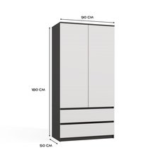 Szafa otwierana Malwa SS-90 180x90x60 cm do sypialni antracyt biel - Miniaturka zdjęcia nr 2