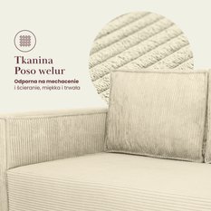 Kanapa rozkładana Verona 248x52x93 cm wersalka z funkcją spania i pojemnikiem sprężyny bonell sztruks beżowa do salonu WERONA - Miniaturka zdjęcia nr 3