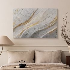 Duży Obraz Do Salonu Biały Marmur Styl Glamour Abstrakcja 120x80cm - Miniaturka zdjęcia nr 5