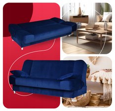 Wersalka SARA 200x95 cm granatowa rozkładana kanapa z pojemnikiem sofa do salonu New Velo - Miniaturka zdjęcia nr 6