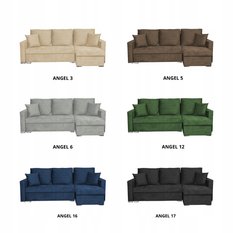 Narożnik BELLA 226x75x140 cm rozkładany funkcją spania rogówka do salonu beżowy welur - Miniaturka zdjęcia nr 10