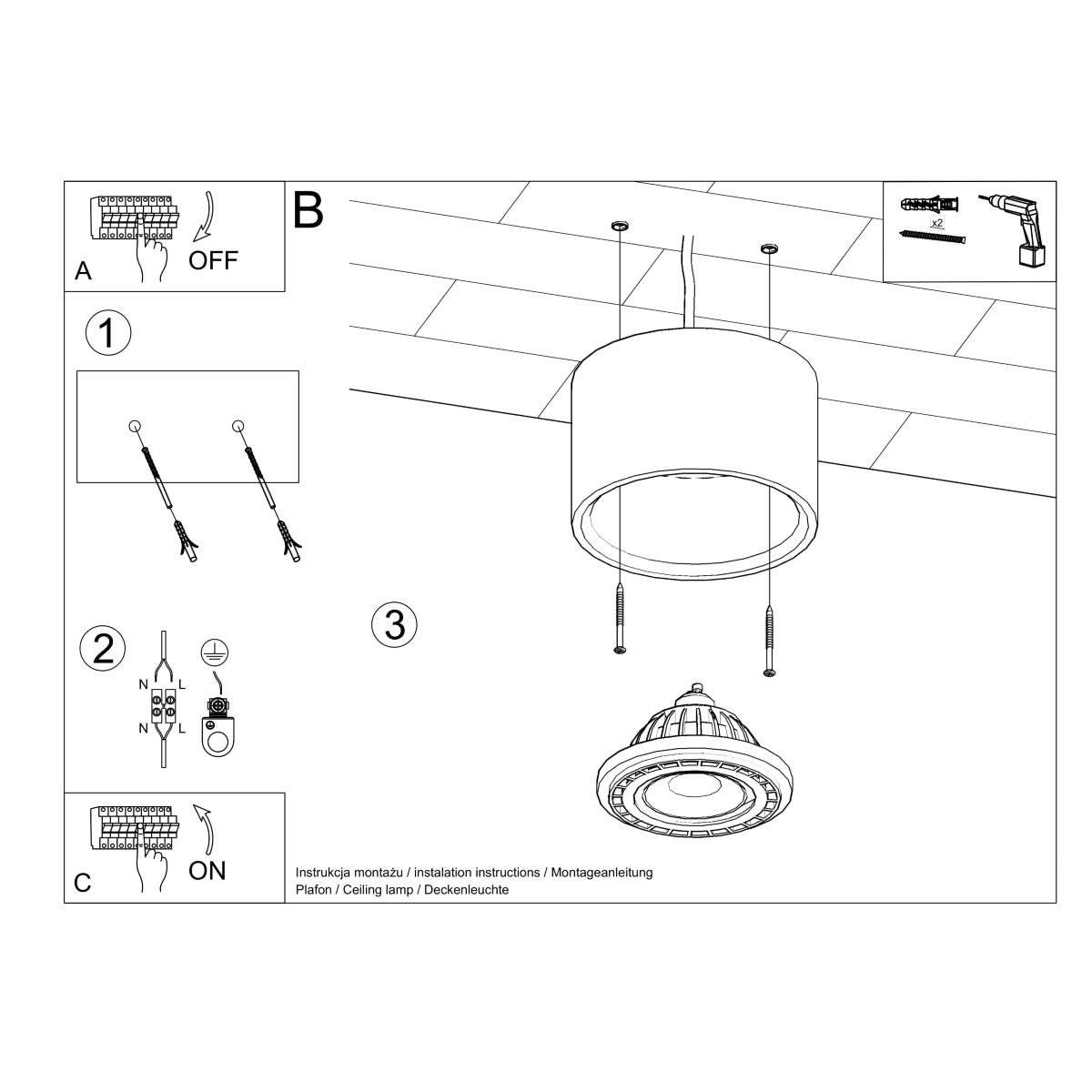 Plafon BASIC 1 beton 9x14x14cm nowoczesna lampa GU10/ES111 do salonu  nr. 5