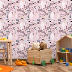 Tapeta Dla Dzieci JEDNOROŻCE Drzewa Chmurki Liście 53x1000  - Miniaturka zdjęcia nr 5