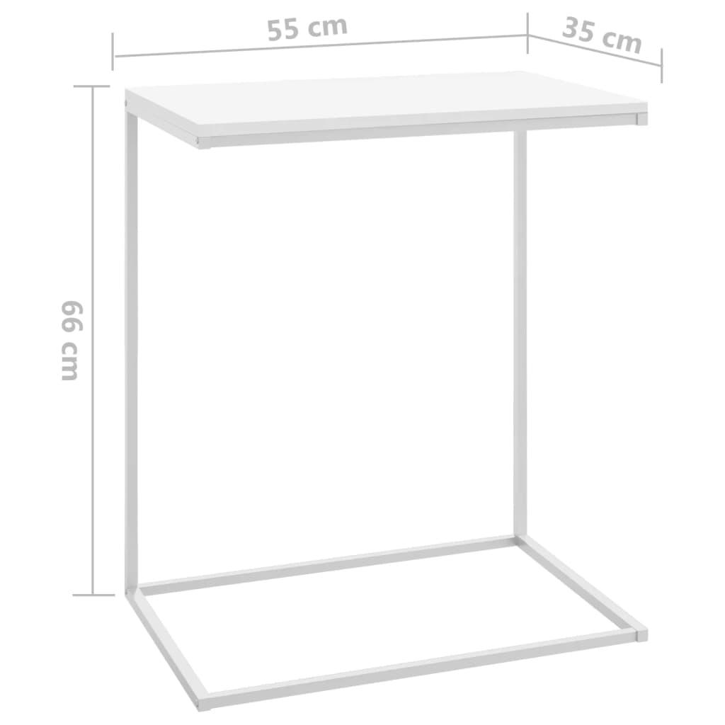 Stolik kawowy 55x35x66 cm boczny na metalowej ramie biały do salonu nr. 7