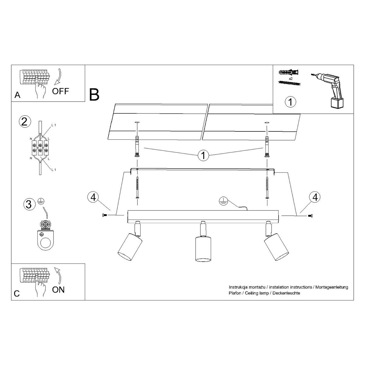 Plafon WINX 3 czarny/miedź 18.5x6x45cm nowoczesna lampa GU10 do salonu  nr. 10