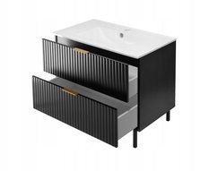  Szafka łazienkowa FLOW 80 cm z umywalką z metalowymi nogami czarny - Miniaturka zdjęcia nr 3