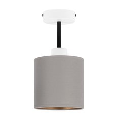 Lampa sufitowa 15x15x30 cm jednopunktowy spot z abażurem gwint E27  biała z szarym abażurem do salonu - Miniaturka zdjęcia nr 3