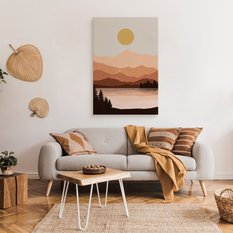 Duży Obraz Do Salonu Jezioro Góry Pejzaż Abstrakcja Styl Boho 80x120cm - Miniaturka zdjęcia nr 3