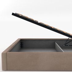 Łóżko Pojedyncze 90x200cm łóżko tapicerowane z pojemnikiem beżowe do sypialni wezgłowie 88 cm - Miniaturka zdjęcia nr 10