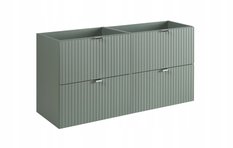 Szafka pod umywalkę Line Reed Green 100x57x39 cm zielona blat dąb ryflowane 4 szuflady MDF do łazienki - Miniaturka zdjęcia nr 5