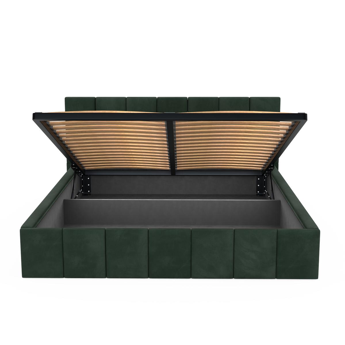 Łóżko tapicerowane 160x200 premium z pojemnikiem do sypialni butelkowa zieleń wezgłowie 107 cm nr. 12