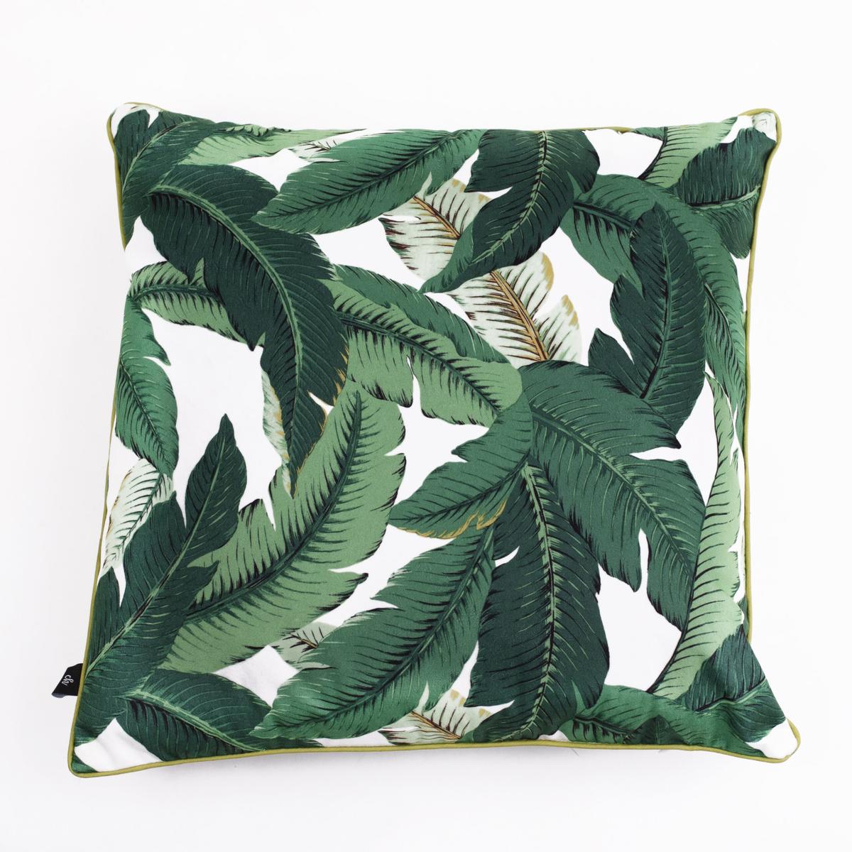 Poszewka JUNGLE CHIC 45x45 cm zielone liście welwetowa 