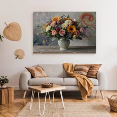 Obraz Na Płótnie Bukiet Kwiatów W Wazonie 120x80 Styl Nowoczesny - Miniaturka zdjęcia nr 3