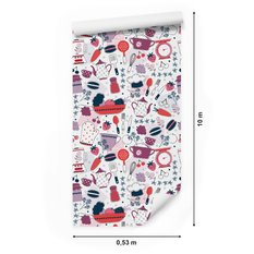 Tapeta retro garnki łyżki słodycze owoce do kuchni  - Miniaturka zdjęcia nr 2