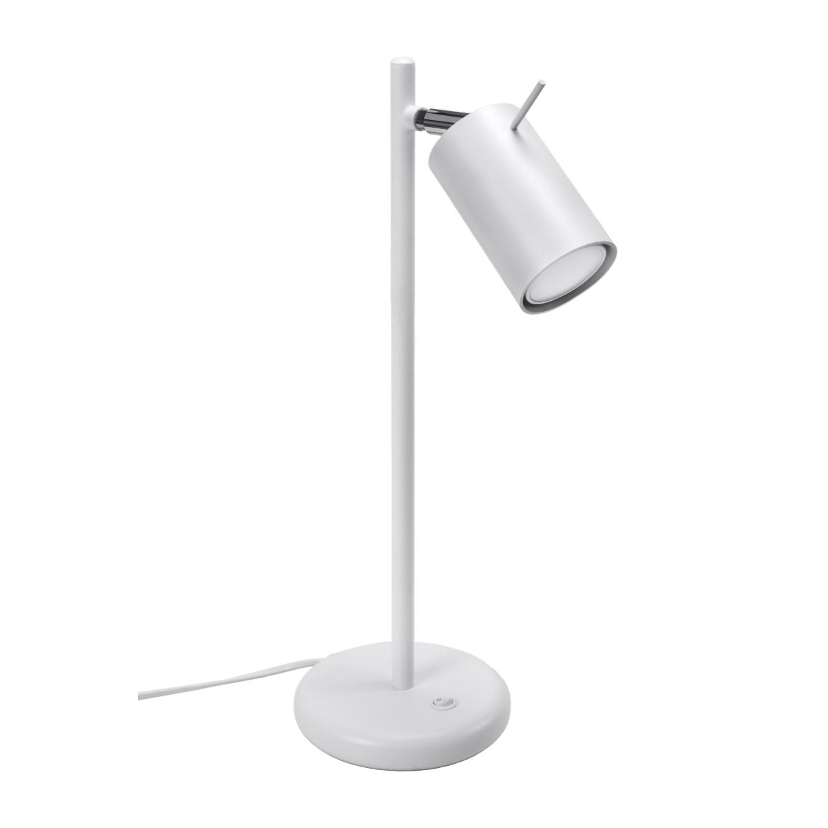 Lampa biurkowa RING 43x19.5x14.5 cm nowoczesna lampka na biurko GU10 biała do biura pokoju