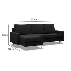 Narożnik Blank 223 cm z funkcją spania do salonu czarna - Miniaturka zdjęcia nr 2