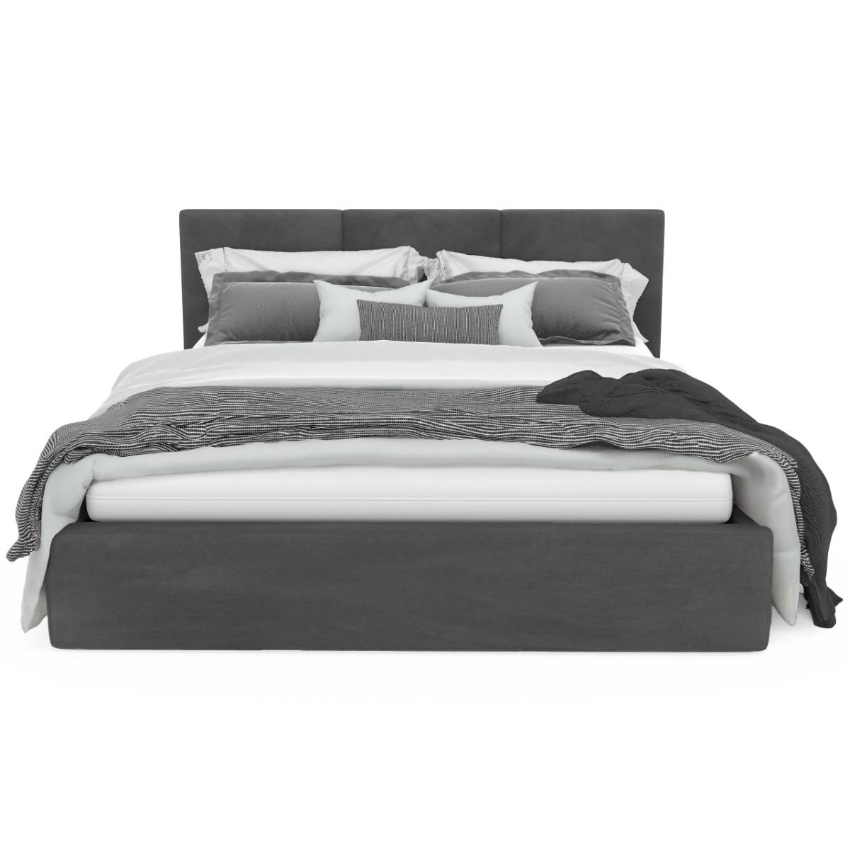 Łóżko tapicerowane do sypialni basic 120x200x88 cm podwójne grafitowe nr. 11