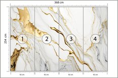 Fototapeta Ścienna Biały MARMUR Elementy Złota Abstrakcja Kamień 368x254 Dekoracja 3D - Miniaturka zdjęcia nr 2