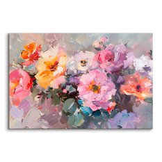Obraz Na Płótnie Abstrakcyjne Kolorowe Kwiaty Akwarela 90x60 Do Salonu - Miniaturka zdjęcia nr 2