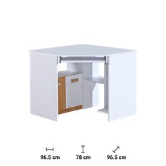 Biurko 96,5x96,5x78 cm Lorento narożne z drzwiczkami szufladą i półkami biały brylantowy dąb nash do pokoju lub biura czy gabinetu - Miniaturka zdjęcia nr 2