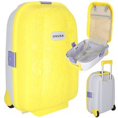 Walizka podróżna dla dzieci na kółkach bagaż podręczny z imieniem żółty 43x30x19 cm