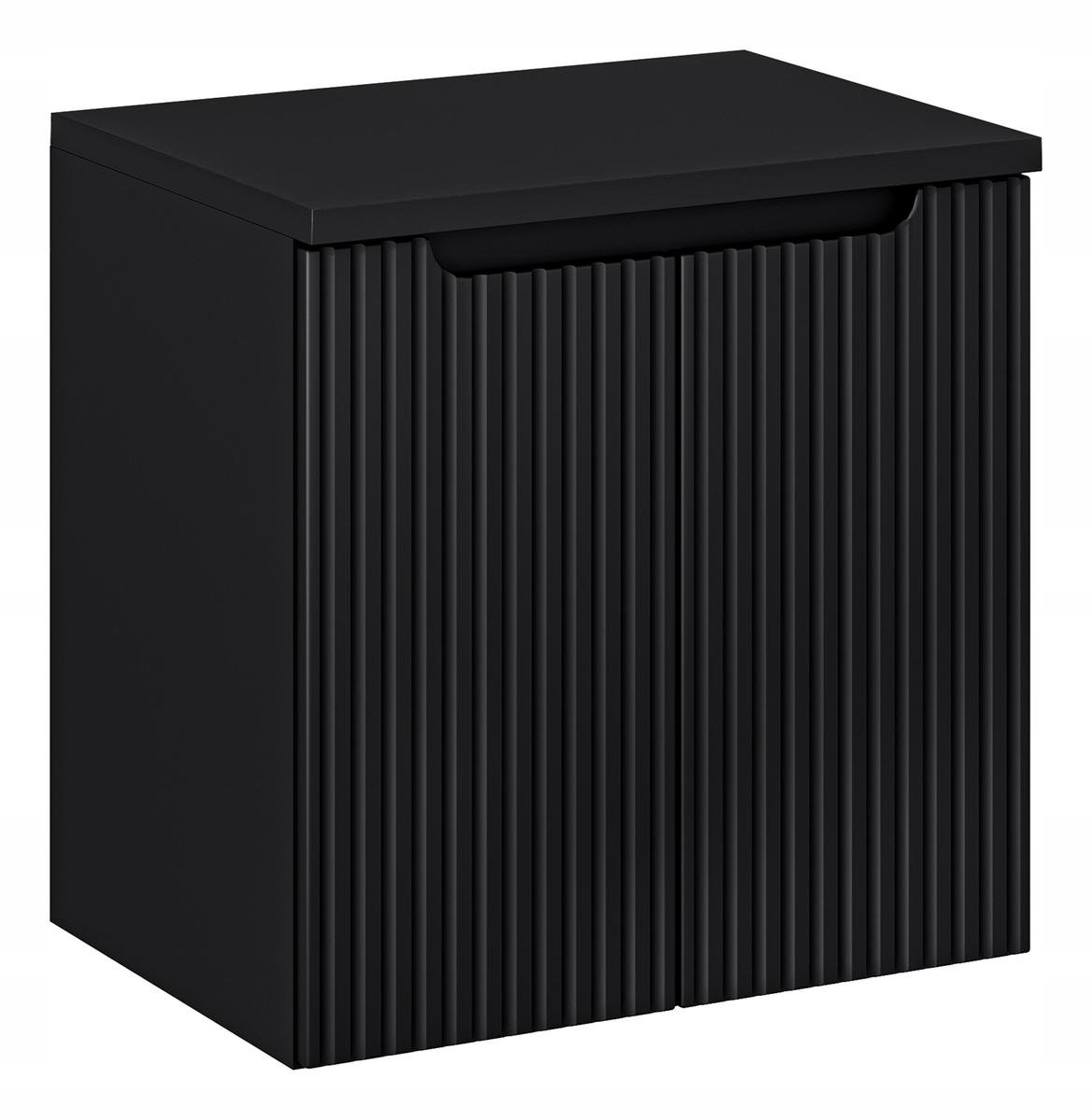 Szafka łazienkowa pod umywalkę NOVA BLACK 60,4x40x57 cm z blatem ryflowany front czarna 