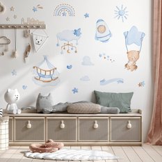 Naklejki Na Ścianę Dla Dzieci Misie Niebieskie 120x60 Boho ZESTAW - Miniaturka zdjęcia nr 4