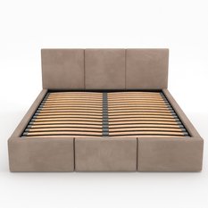 Łóżko tapicerowane do sypialni 180x200x100 cm podwójne z pojemnikiem modne beżowe - Miniaturka zdjęcia nr 13