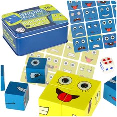 Gra edukacyjne wyzwania nauka emocji klocki drewniane zabawka dla dzieci 2,5x2,5x2,5cm