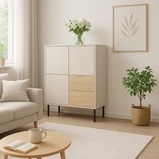 Komoda wysoka LOLA 100x40x115 cm z szufladami do sypialni salonu dąb artisan kaszmir - Miniaturka zdjęcia nr 5
