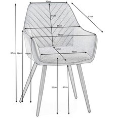 Krzesło VASTO szare welurowe do jadalni lub salonu  - Miniaturka zdjęcia nr 9