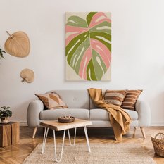 Obraz Do Sypialni Pastelowy Liść Monstaera Natura Styl Boho 80x120cm - Miniaturka zdjęcia nr 3