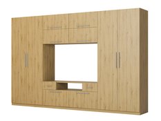 Meblościanka 350x53x227 cm Scandi z pojemnymi szafami i półkami dąb carpenter whisky do salonu - Miniaturka zdjęcia nr 5