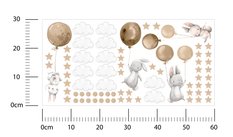 Naklejki Na Ścianę Dla Dzieci Króliczki 60x30 Balony Gwiazdy ZESTAW - Miniaturka zdjęcia nr 2