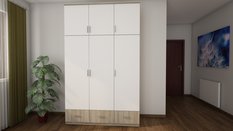 Nowoczesna szafa 3 drzwiowa do sypialni garderoba szuflady Sonoma Jasna/Biały 150x242x60
