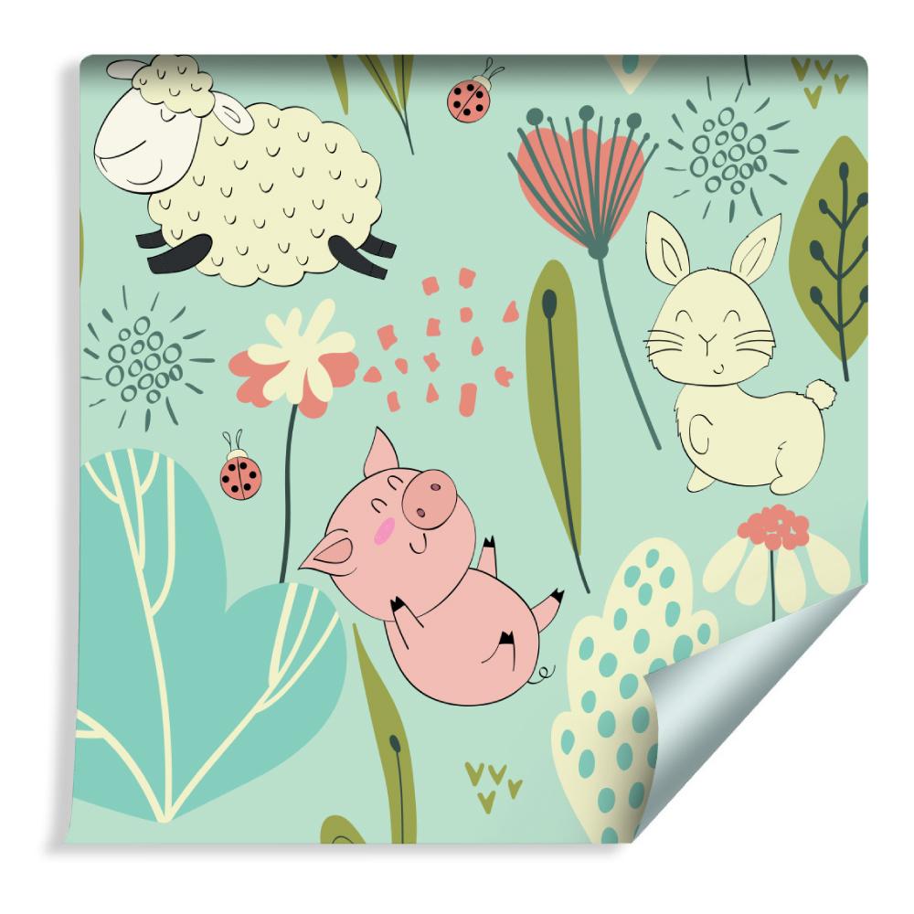 Tapeta W Rolce Owieczki KRÓLICZKI Świnki Natura 53x1000  nr. 3