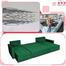 Narożnik Varius BIG 297x74x140 cm kształt U z funkcją spania i przechowywania do salonu Royal zieleń - Miniaturka zdjęcia nr 5