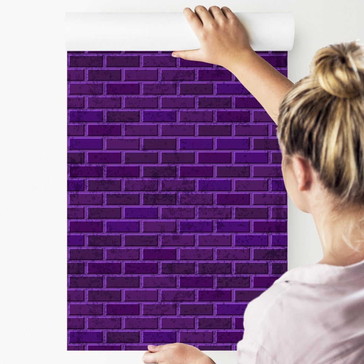 Tapeta W Rolce Fioletowe CEGŁY Nowoczesny Mur 3D  nr. 4