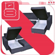 Narożnik Varius BIG 297x74x140 cm kształt U z funkcją spania i przechowywania do salonu Monoliht czarny - Miniaturka zdjęcia nr 6