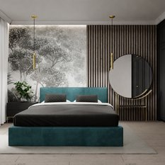 Łóżko tapicerowane do sypialni 180x200x88 podwójne z pojemnikiem basic turkusowe - Miniaturka zdjęcia nr 4