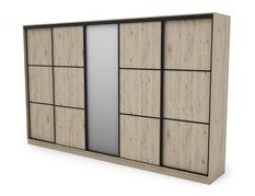 Szafa przesuwna 400x64x244 cm d sypialni okucia czarne dąb bordeaux z 1 lustrem - Miniaturka zdjęcia nr 4